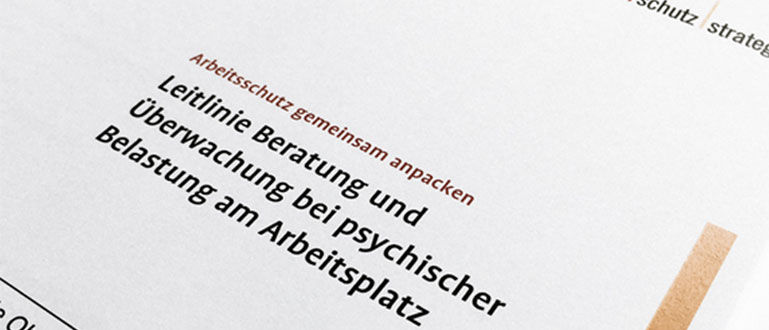 Titelblatt Leitlinie Beratung und Überwachung bei psychischer Belastung am Arbeitsplatz Titelblatt Leitlinie Beratung und Überwachung bei psychischer Belastung am Arbeitsplatz