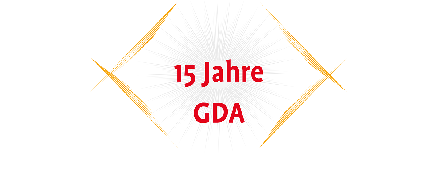Schriftzug "15 Jahre GDA"